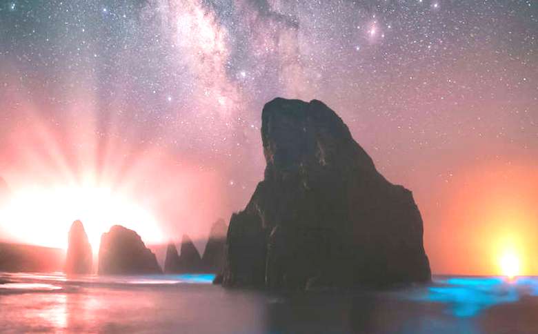 Невероятно сияние се появи в небето над Индонезия преди земетресението.